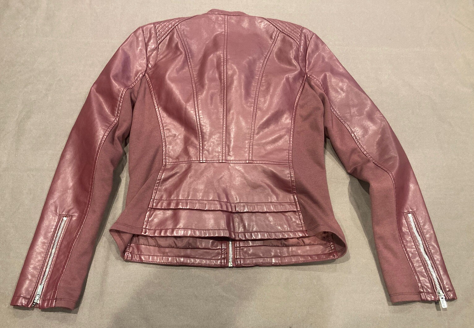 Express Maroon Bomber Jacket Polyurethane Viscose… - image 2