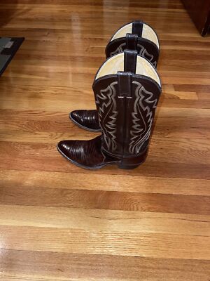 Justin Mens 9 D CHOCOLATE IGUANA LIZARD USA Made Cowboy  display picture 1