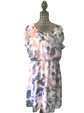 Label Be beautiful dress plus size 20 multi florals white navy blue orange pink