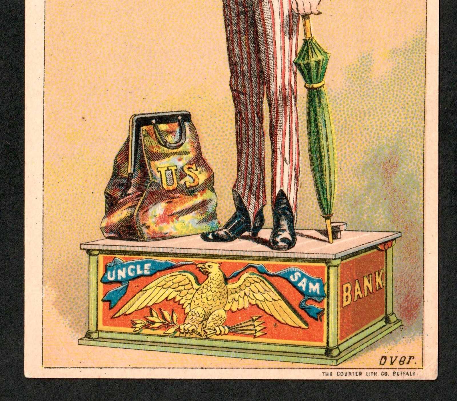 Uncle Sam Mechanical Bank Iron Toy Savings GREAT ! SR.B.us Victorian Trade Card