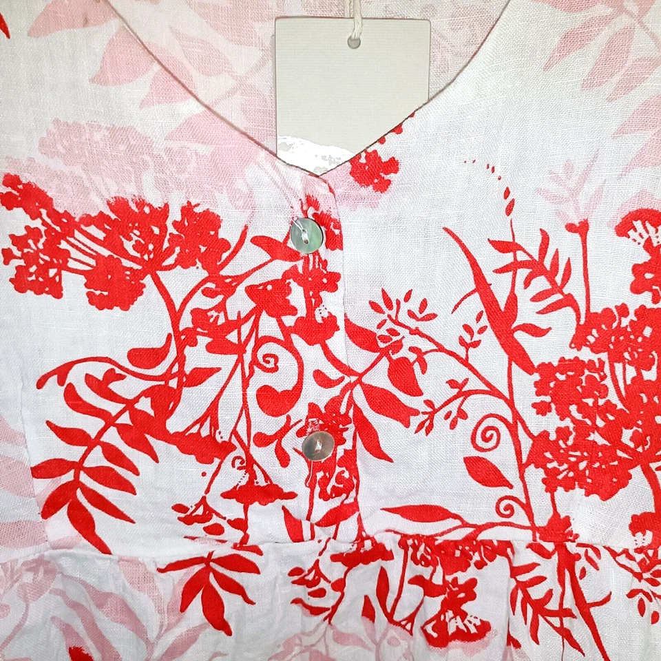 Francesca Bettini Womens Top BNWT Red Pink Size M Medium UK 10 12 100% Linen - Image 3 of 4