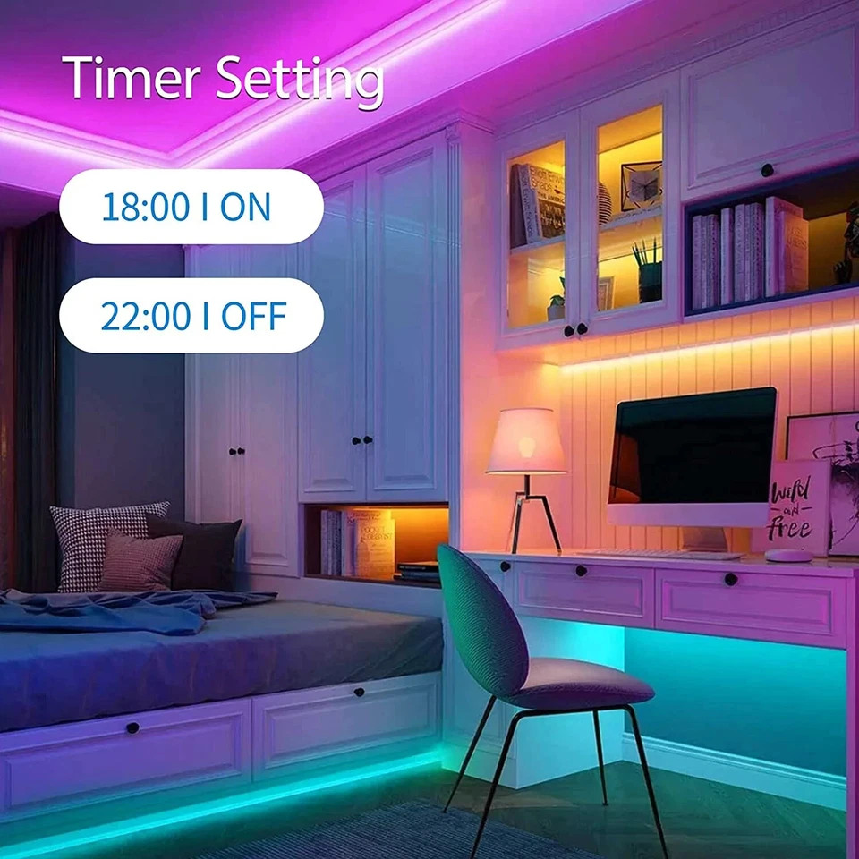 HBN Home WIFI Wireless RGB Smart LED Strip Lights 32.8ft WiFi RGB LED Kit 5050 - Image 4 of 4