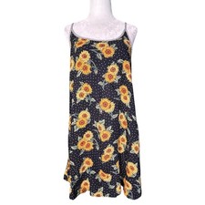 Vintage Sunflower Polka Dot Slip Dress Gingham Cottagecore Sundress Euro Summer