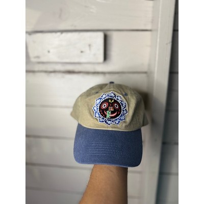 RowzMa Embroidered Graphic Dad Hat Tan Blue Two Tone Cotton Baseball Cap Mens