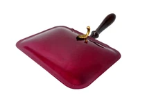 Vintage Used Metallic Red Aluminum Wood Handle Silent Butler Flip Top Tableware