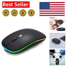 Dual Mode Wireless Bluetooth Mouse with Rechargeable Battery  LED Lights