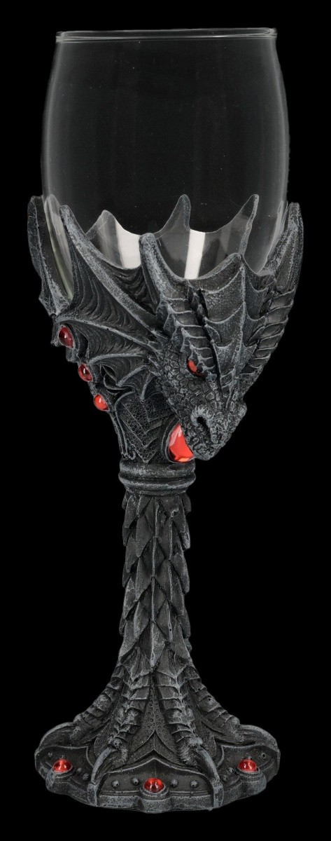 Fantasy Chalice Dragon With Glass & Red Stones Wine Glass Gothic Gift 150ml