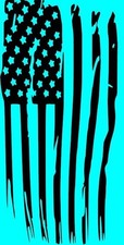 American Flag Decal Vertical Vinyl Distressed Sticker Weathered Tattered look