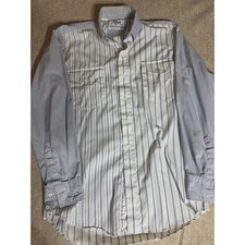 Vintage Roper Classic Mens Striped Western Button Down Shirt Blue White Medium