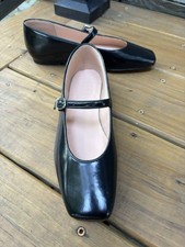 J. Crew Anya Square Toe Mary Jane Ballet Flats Black Patent Leather Sz 6 NEW
