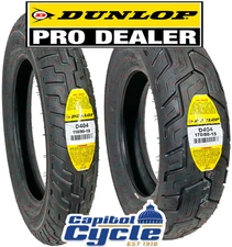 DUNLOP D404 FRONT AND REAR TIRE SET 110/90-19 AND 170/80-15 BLACKWALL - 2 TIRES