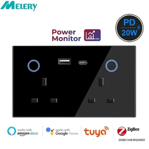 UK Prise de courant tactile Zigbee Smart Wall Socket Outlet par Tuya Alexa Google Accueil~