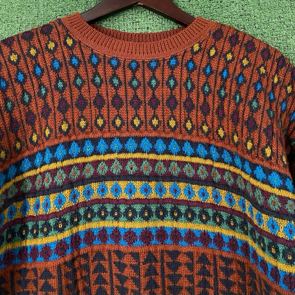 VTG 90’s Pendleton LOBO 100% Wool Colorful Patterned Textured Knit Sweater Large - Image 2 of 4