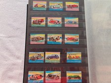Collectible stamps. Featuring retro cars. 15 pieces.