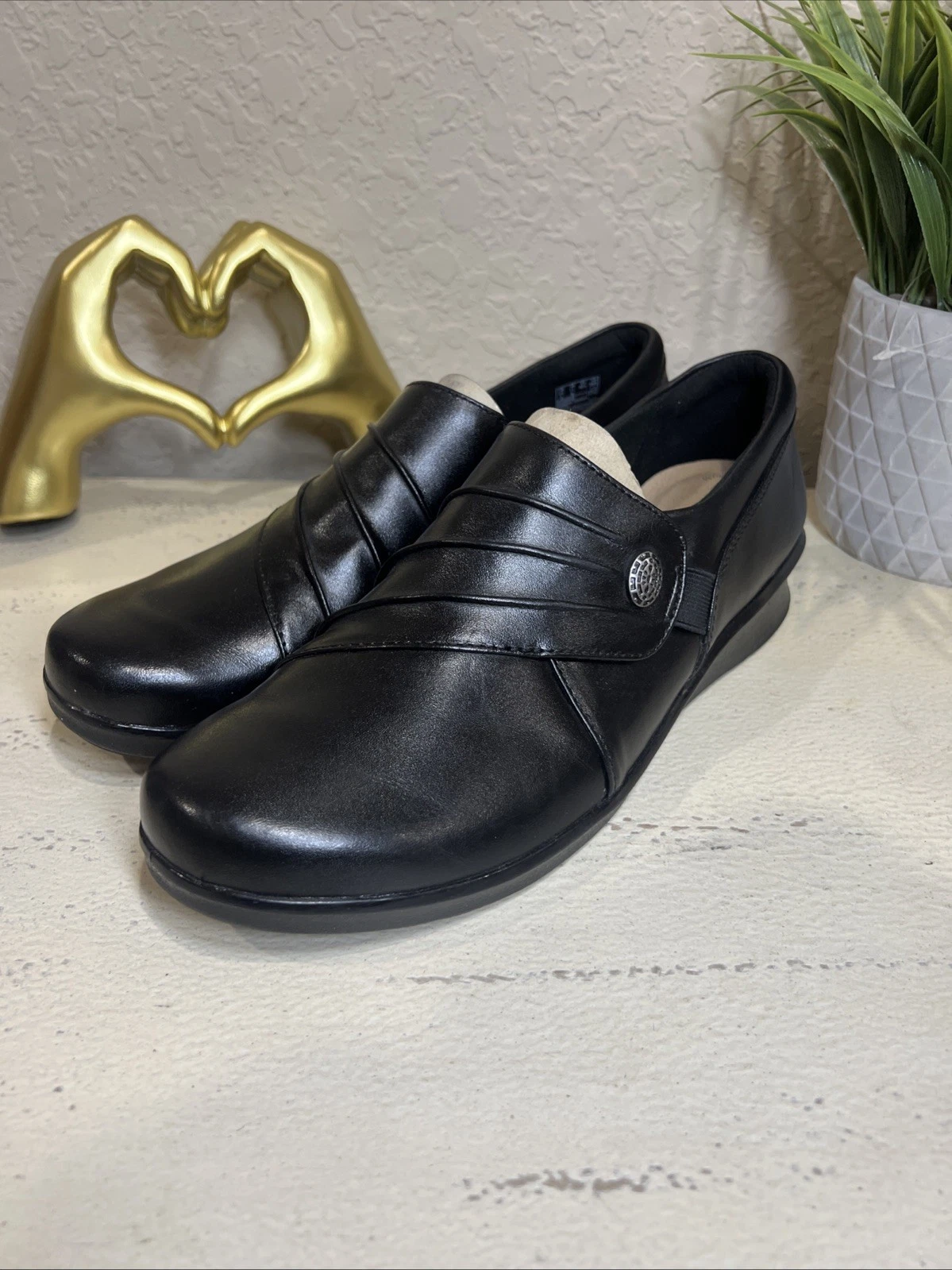 Scarpe mocassini Clarks Hope Roxanne nuovi neri taglia 11M slip on donna