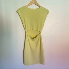 Aritzia Wilfred Free Cut-Out Ribbed Knit Mini Dress Size Medium in Pastel Lime