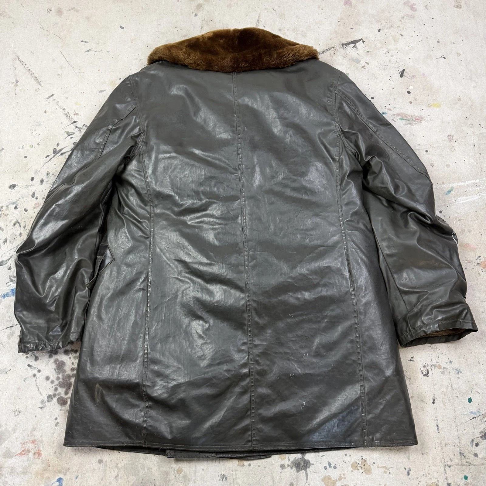 Vintage 40s WW2 US Navy Rubberized Barnstormer Deck Jacket Coat Sz 44 Military image 3