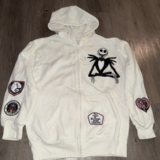 The Nightmare Before Christmas Womens Hoodie Jacket Size XS Jack Sally Patches