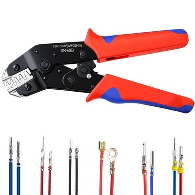 6 in 1 Wire Crimping Tool, AWG 28-16 Wire Crimper for Non-Insulated Open Barr...