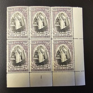 TONGA 1944 Silver Jubilee Sc 83. SG 84 Queen Salote's Ascession  BK MNH PLATE #1