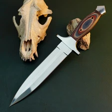 Gift-Ready 12.4" Damascus / Steel Knife Full Tang Hunt it Hunt + Leather Sheath