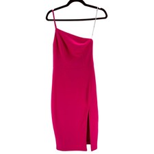 LULU'S M All About the Glitz Hot Pink One Shoulder Bodycon Dress NEW B128 *flaw
