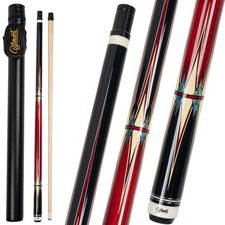 Pool Cue Stick, Billiard Cue Sticks with Hard Case, 2-Pieces 58 Pool Table St...