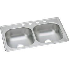 Dayton DSE233191 Equal Double Bowl Drop-in Stainless Steel Sink, Elite Satin