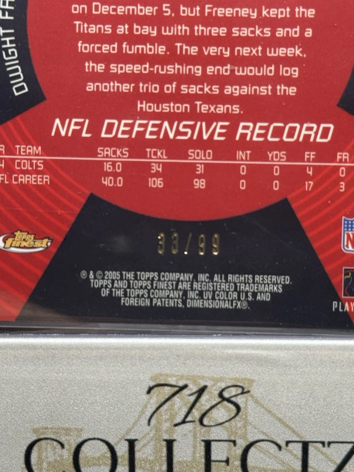 2005 Topps Finest Football Black Refractors #41 Dwight Freeney /99 Colts - NM-MT - Image 3 of 3