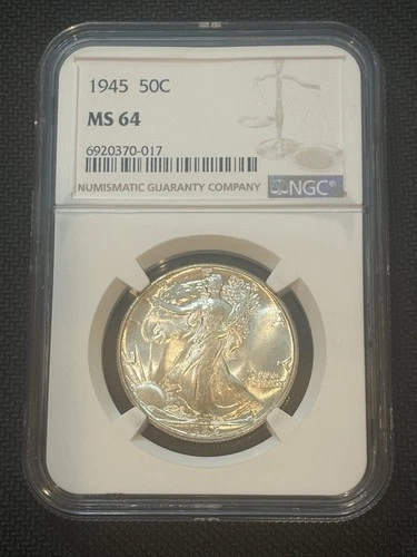 1945 WALKING LIBERTY HALF DOLLAR NGC MS64