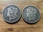 US Morgan Silver Dollars 2 coins circulated details Pre 1904 Lot F7