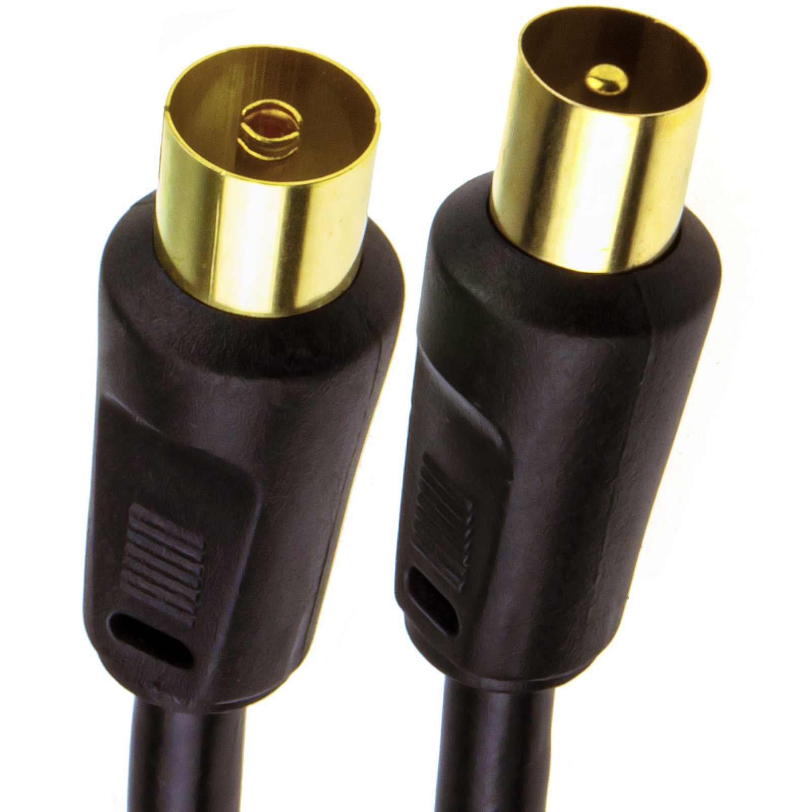 5m RF Coaxial TV Aerial Lead Coax Plug to Socket Black Cable GOLD [006502]