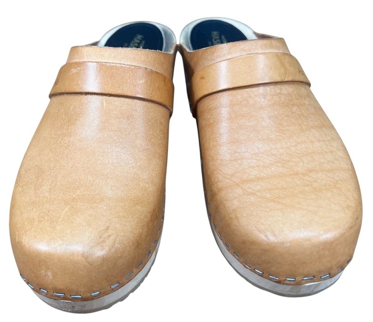 Swedish Hasbeens Husband Clogs Mules in Nature Sz 37 of US 7