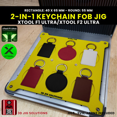 xTool F1 Ultra & F2 Ultra Leather Keychain Jig | Rectangle & Round