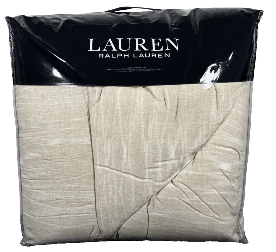 Juego de edredón Ralph Lauren Queen KENT ropa de cama de algodón beige neutro con fundas Foto 2 de 4