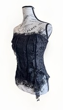 Vintage Y2K 90s CHARLOTTE RUSSE Whimsy Fairy Goth Punk Black Lace Bustier Corset