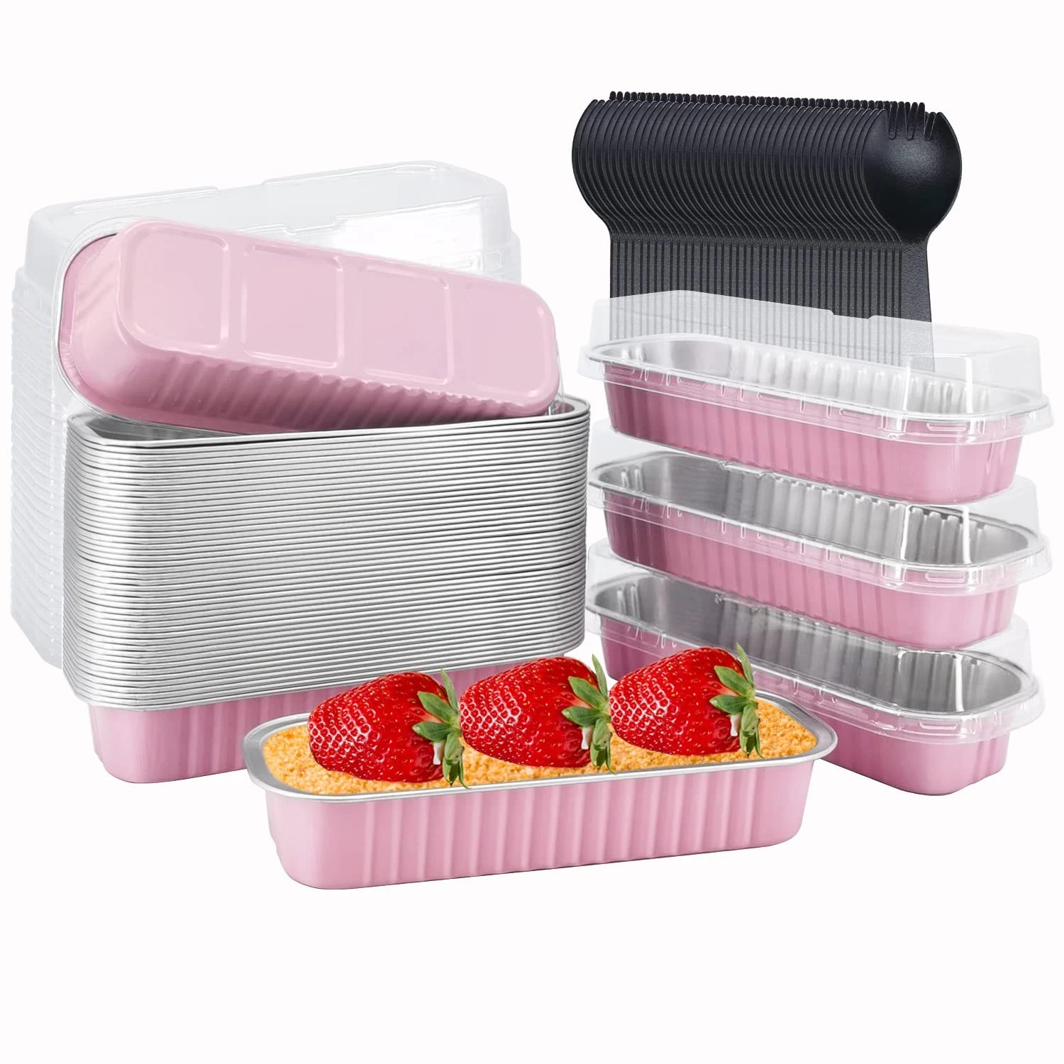 Mini Loaf Pans With Lids 50 Pack, 6.8oz Rectangle Aluminum Foil Baking Pans T...