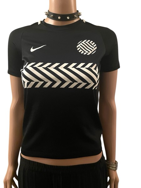 Black Nike T-Shirt Baby T Academy GX2 Training Jersey 90s Rave Festival XS