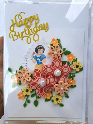 Handmade Birthday Card Princess Quilling Paper Art Greeting Girls