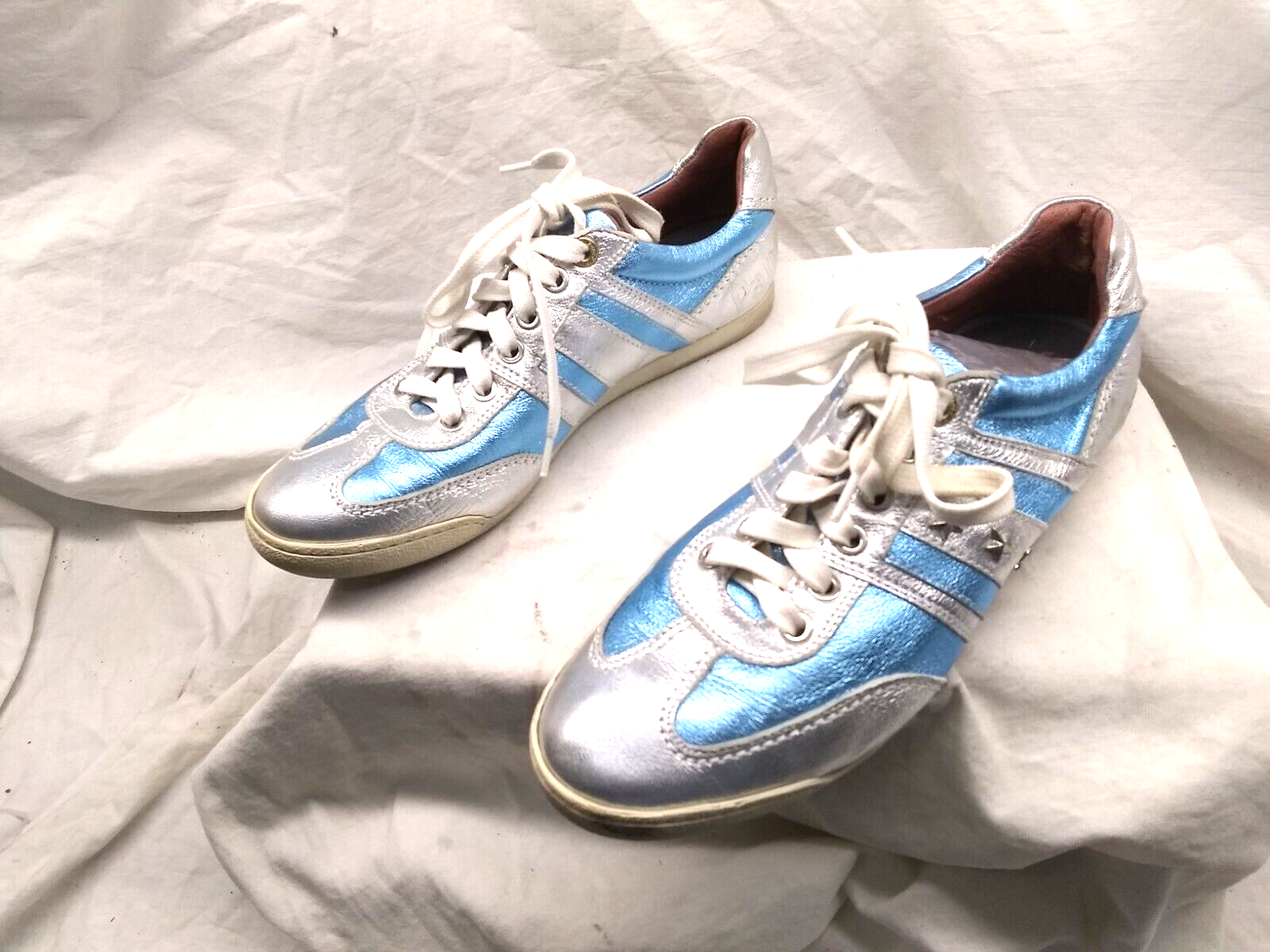 PANTOFOLA D’ORO Pantofola d'Oro donna sneakers basse argento blu stringate super star tg 8 ottime