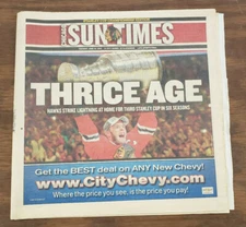 2013 Chicago Blackhawks Stanley Cup Champions Chicago Sun-Times 6/16/15 + Bonus
