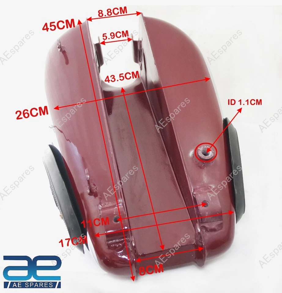 PARA BSA C10 C11 C12 C11G 250 ÉMBOLO GRANATE Y CROMO Y RODILLERAS TANQUE GASOLINA EC Foto 2 de 4