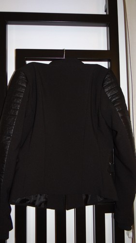 Women's H&M black smart blazer with faux leather sleeves biker size S (EU 38) - Picture 18 of 24