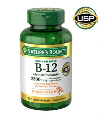 Nature's Bounty Vitamin B-12 2500 mcg, 300 Quick Dissolve Tablets