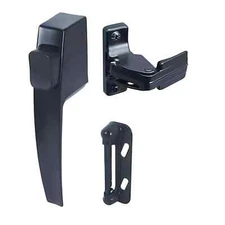Push Button Screen Storm Door Latch Handle Set Night Lock Lever Metal Door Black