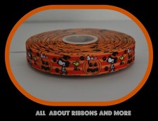 7/8 INCH SNOOPY AND WOODSTOCK HALLOWEEN GROSGRAIN RIBBON- 1 YARD