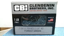 Clendenin Brothers INC. 1-1/4" Trim Nails Forest Green, 1 lb. (5T2588) FS