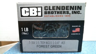 Clendenin Brothers INC. 1-1/4'' Trim Nails Forest Green, 1 lb. (5T2588) FS