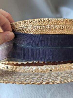 【 Vintage Brentshire ハット 】 antique 1900s victorian STRAW top hat BOATER woven (56