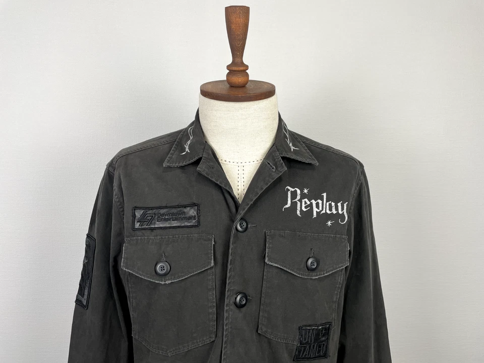 RARE REPLAY ROCK CAPSULE COLLECTION OVERSIZED MEN'S BLACK SHIRT SZ M - Image 2 of 4